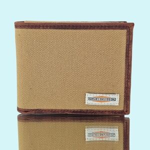 Harley Davidson Wallet Cotton Canvas Bifold Khaki Leather Trim RFID Protection